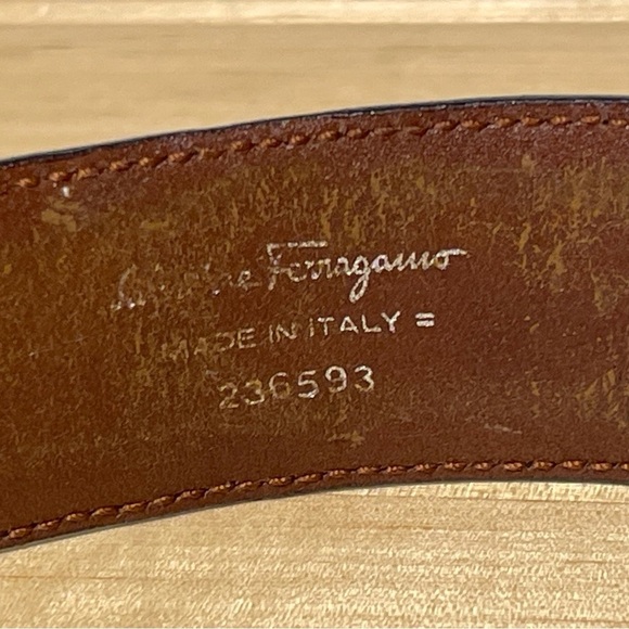 Vintage Salvatore Ferragamo Double Gancini Leather Belt Brown Silver Buckle main image 7
